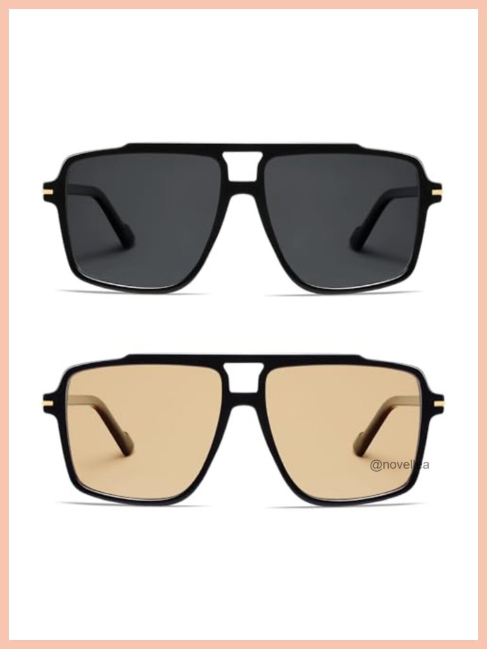 Polarized Oversized Square Aviator Sunglasses UV400 2 Pack